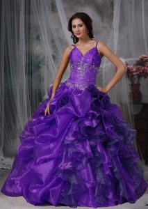 Spaghetti Straps Ruffled Beaded Purple Sweet 15 Dresses in Mendoza Argentina